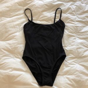 Ribbed black one piece swim suit